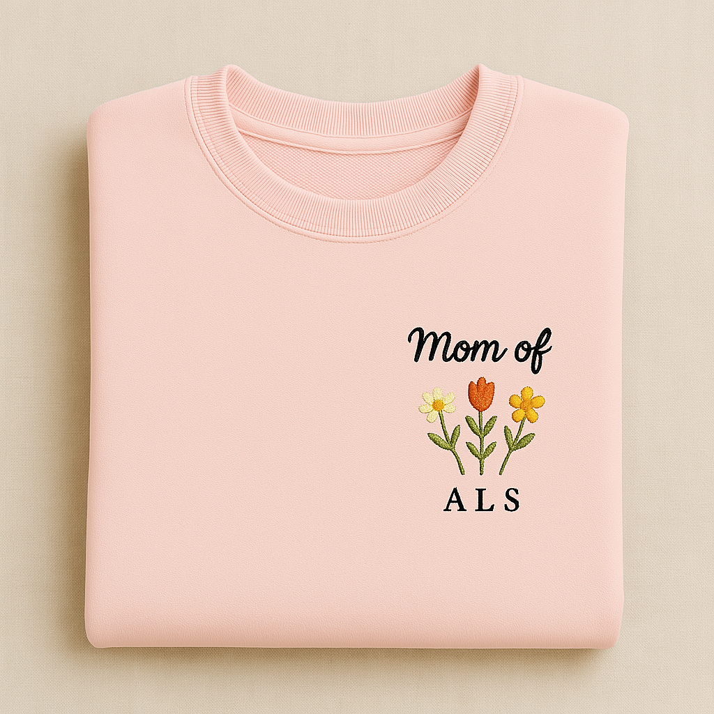Sweat brodé oversize unisexe personnalisable Fête des mères / Rose pastel