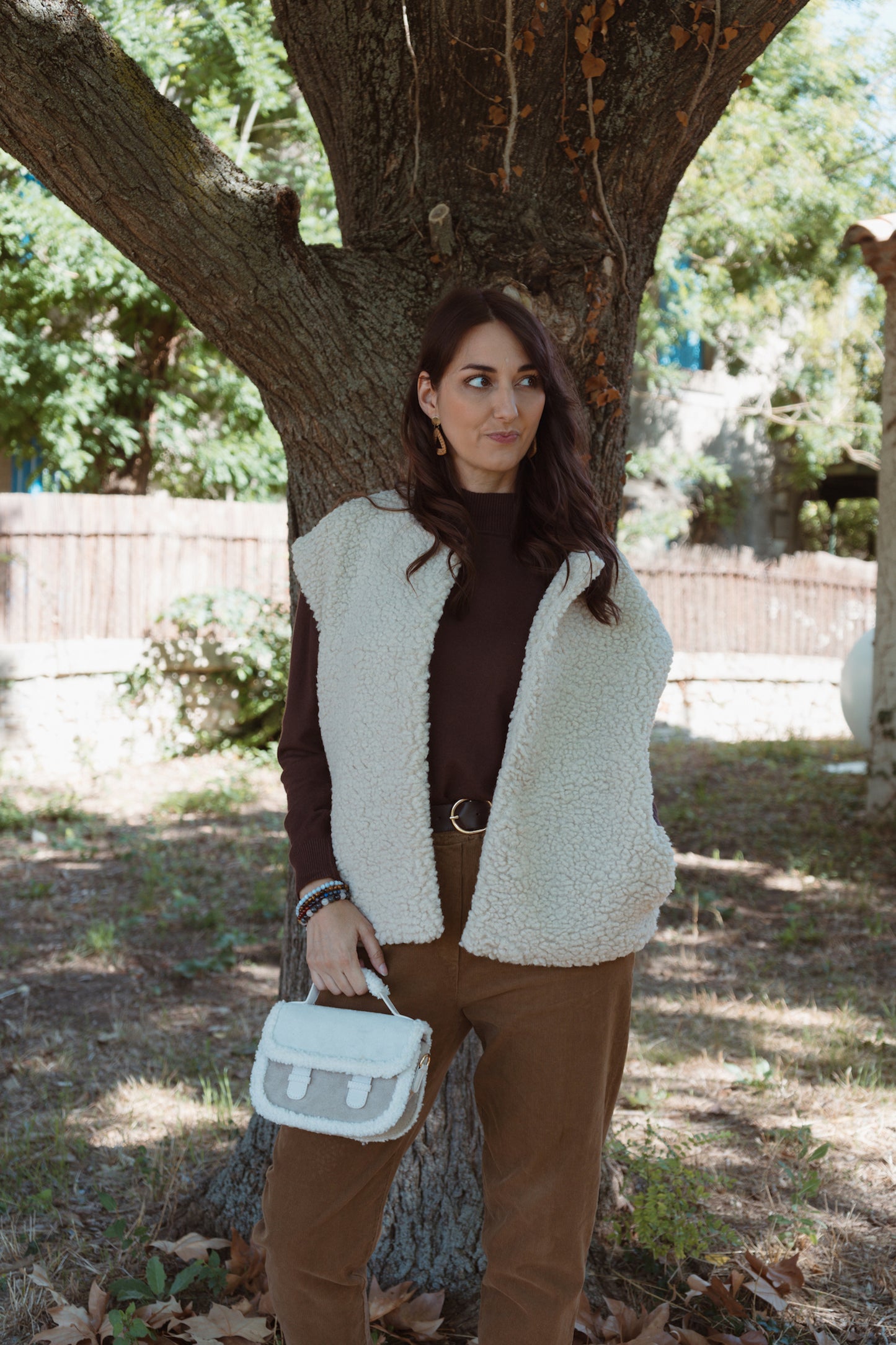 Veste sans manches moumoute - Beige