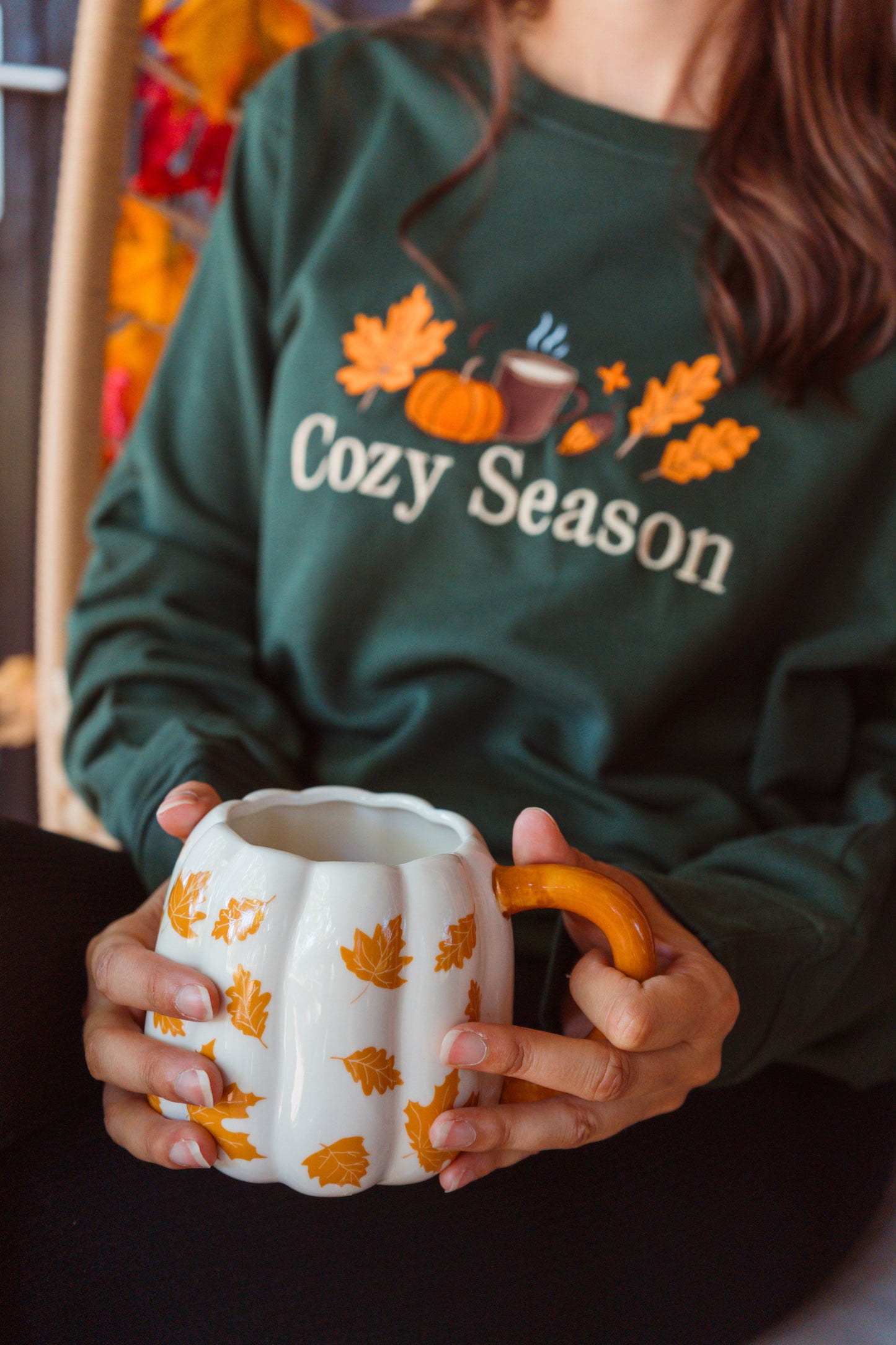 Grand Mug Citrouille - Feuilles d'automne