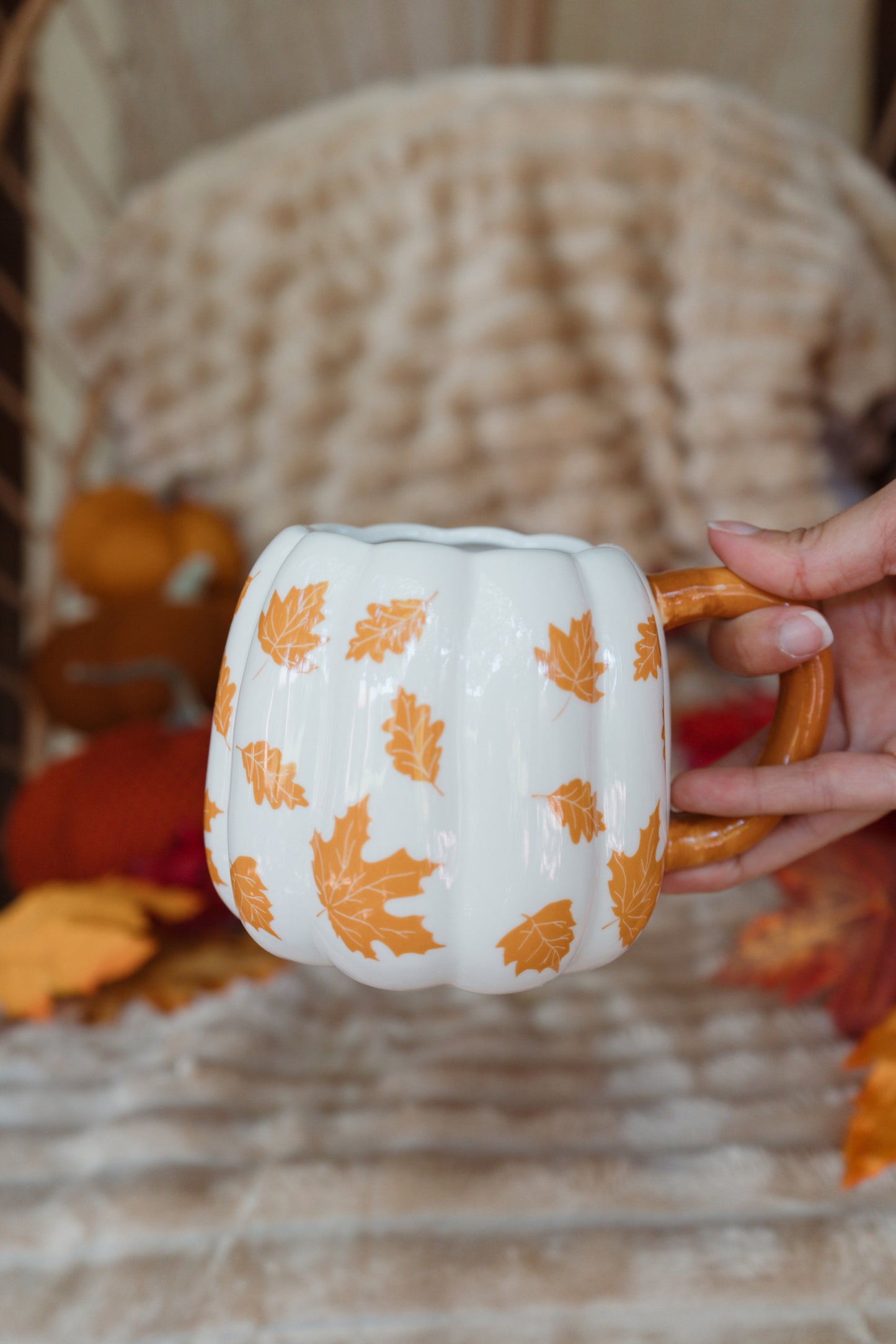 Grand Mug Citrouille - Feuilles d'automne