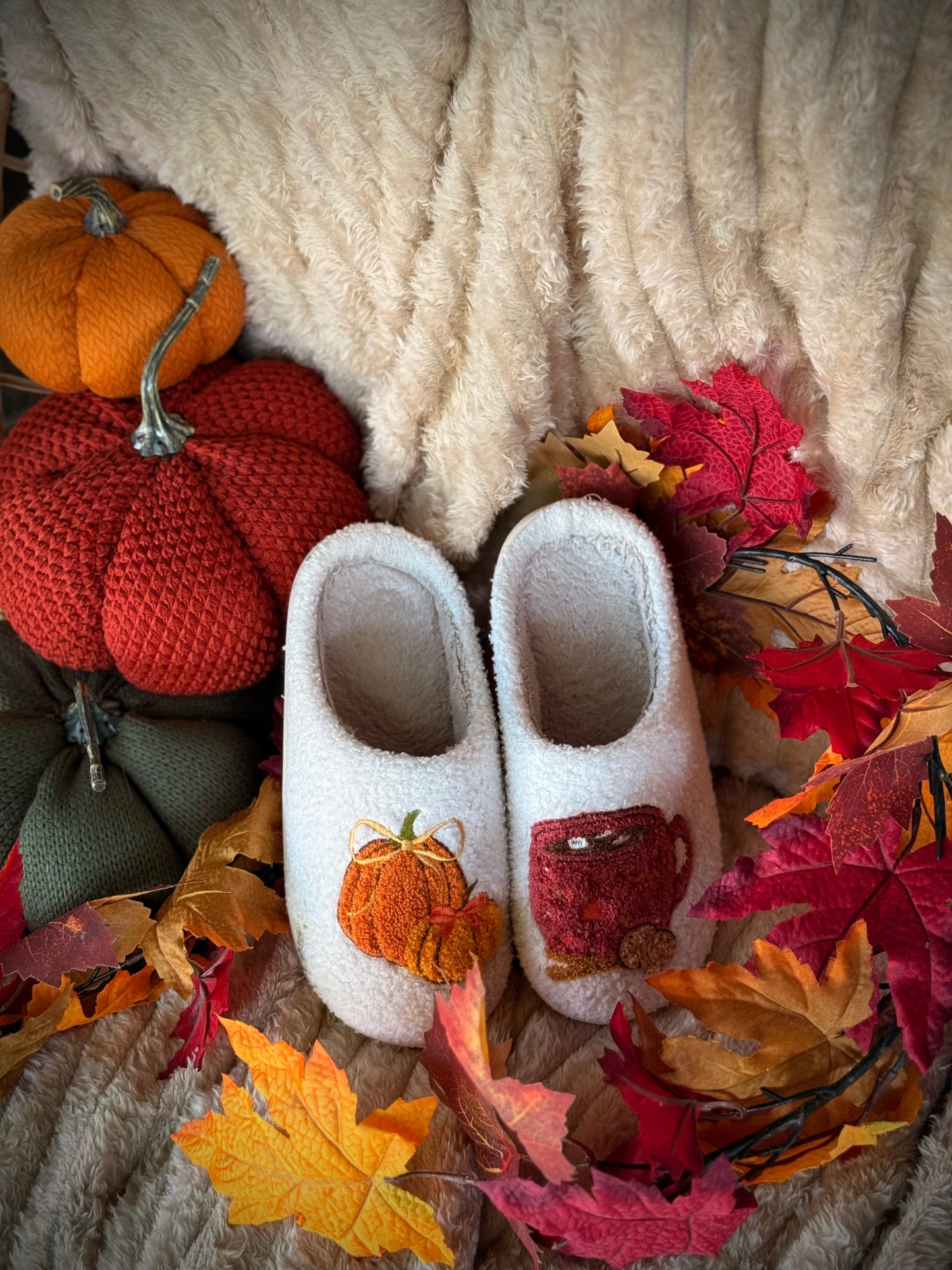 Chaussons brodés d'automne 🍂🍁