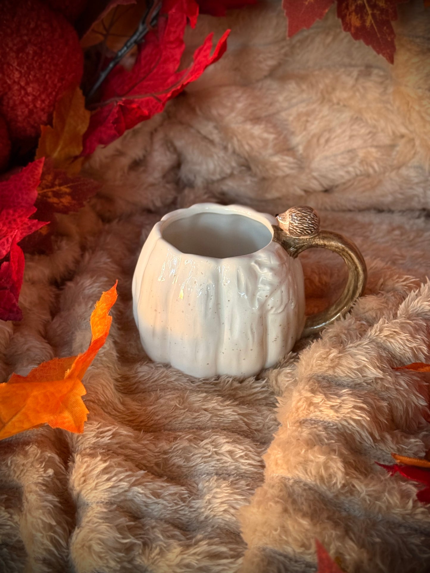 Mug Citrouille blanc - Hérisson