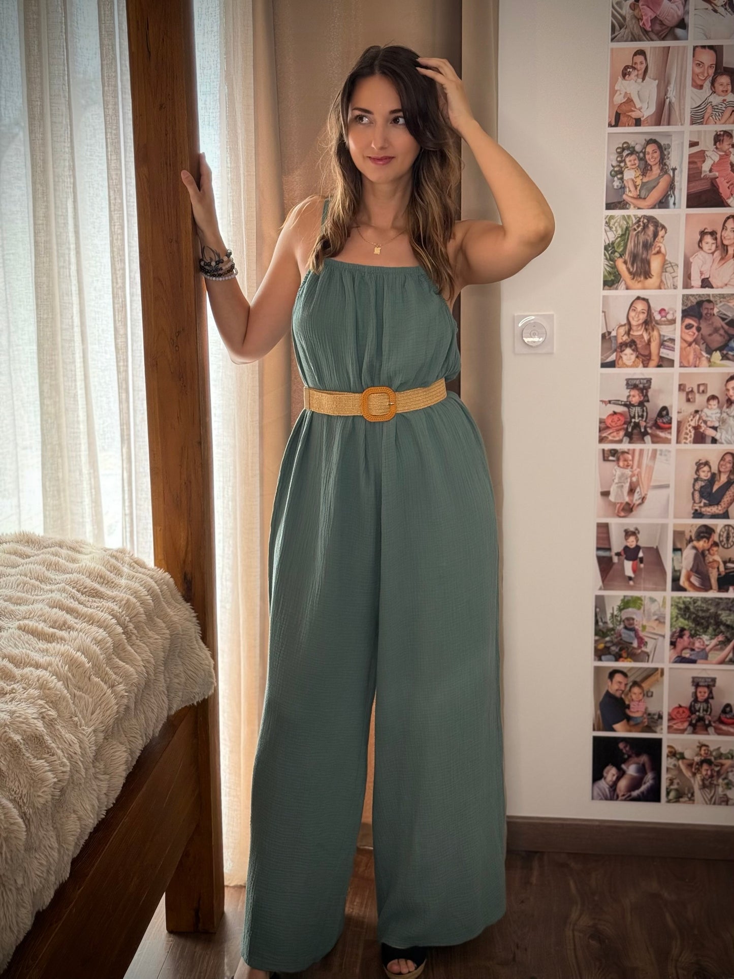 Combipantalon en gaze de coton / Céladon