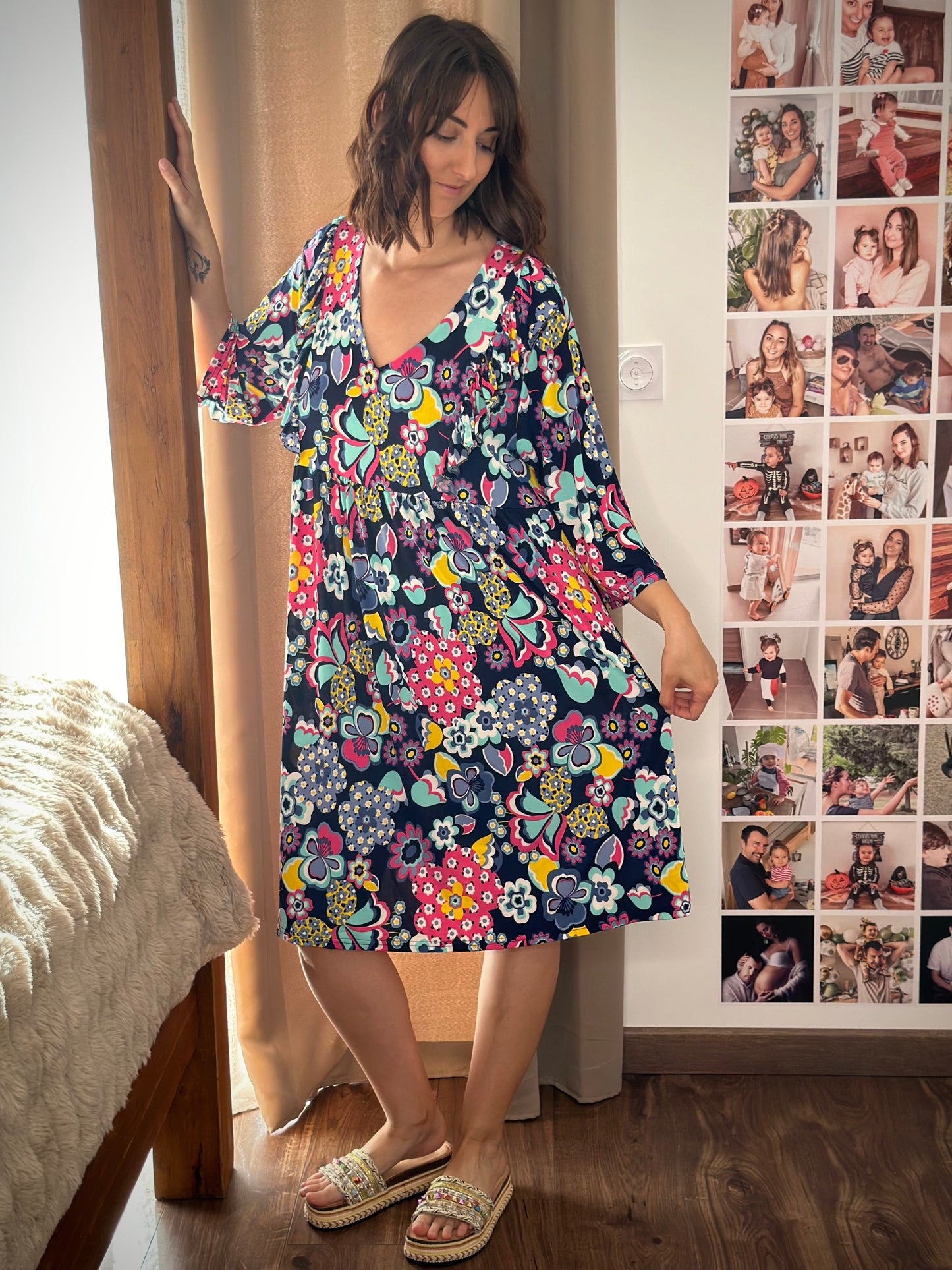 Robe imprimé floral à volants Grande Taille fabriquée en France 🇫🇷