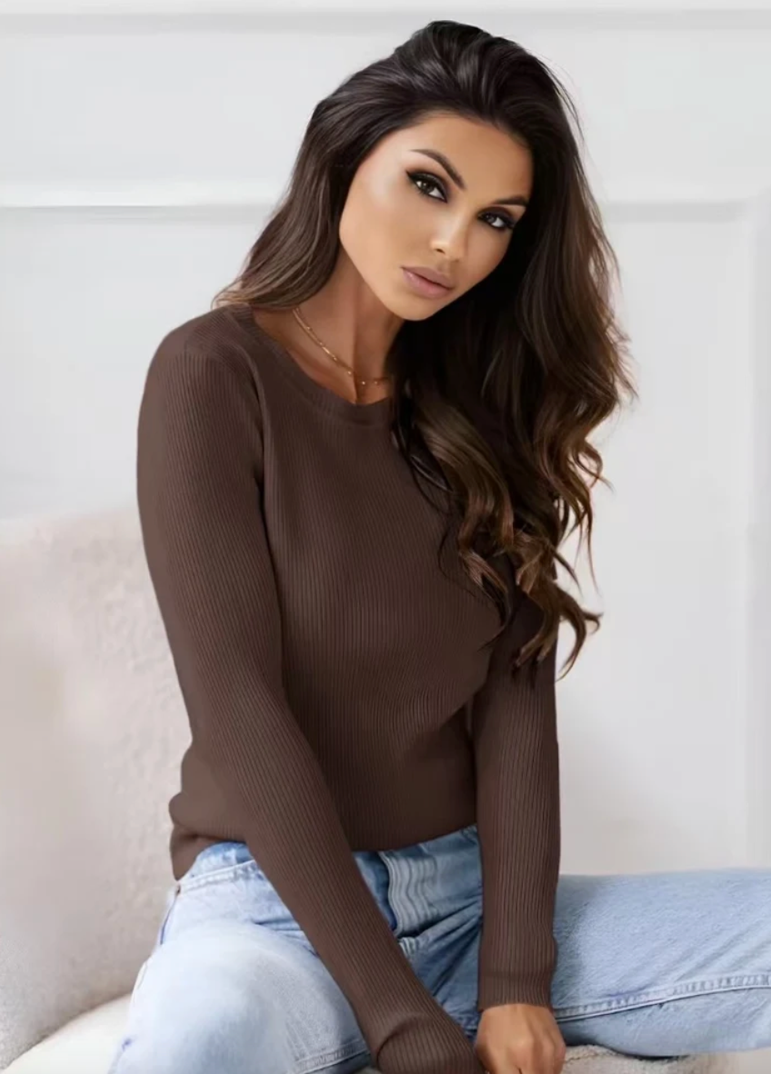 Sous-pull côtelé marron