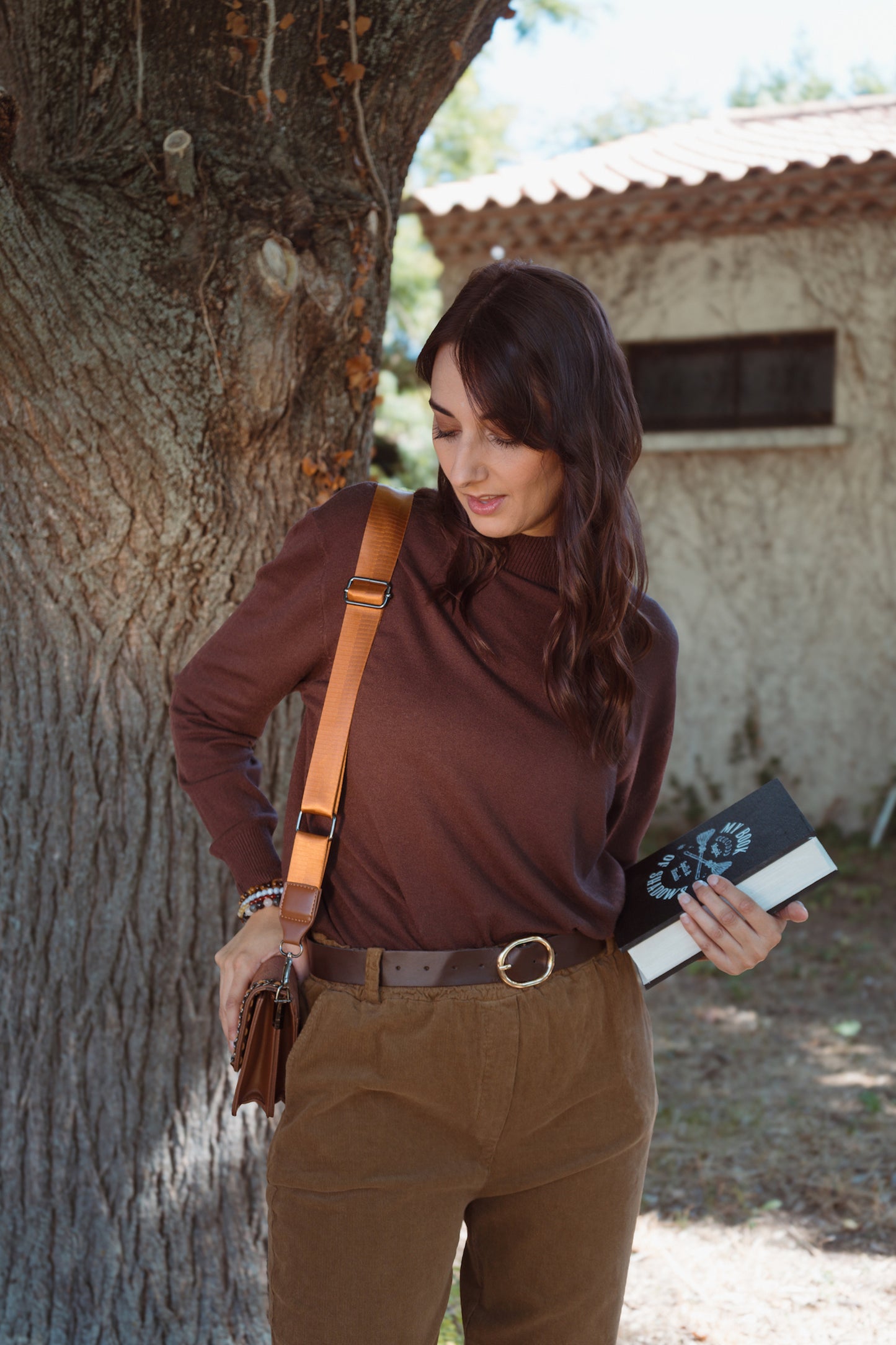 Pantalon en velours côtelé avec ceinture - Camel