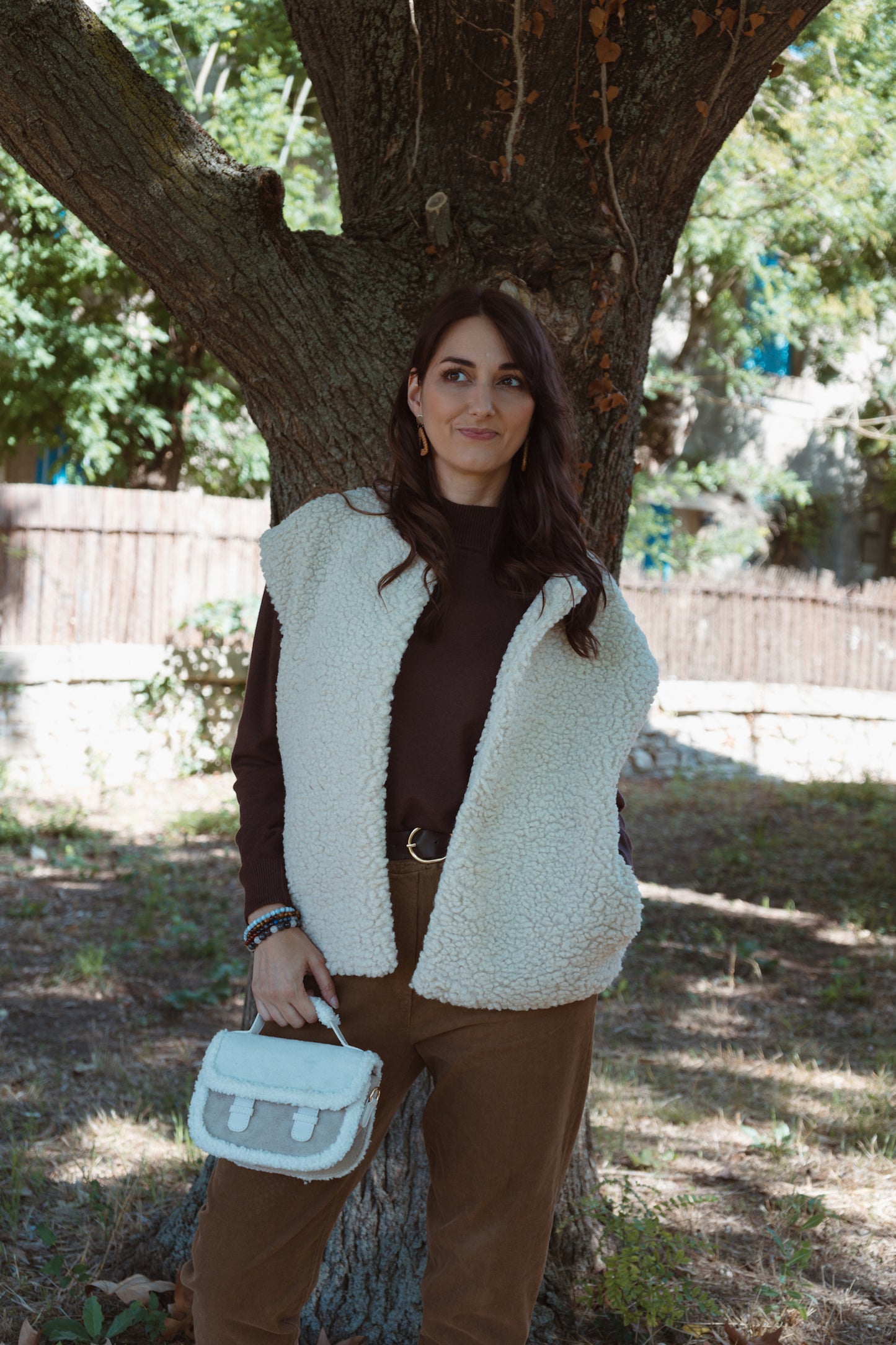 Veste sans manches moumoute - Beige