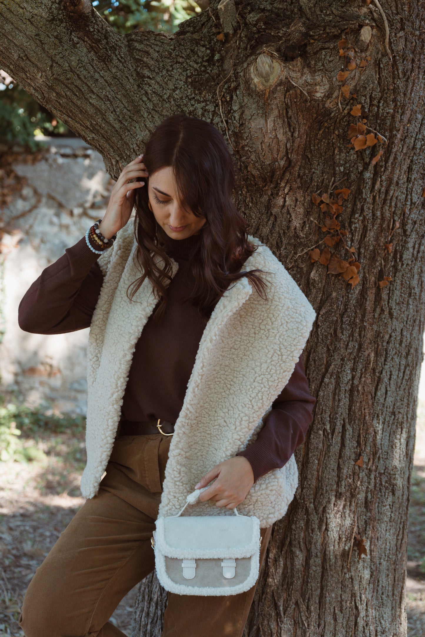 Veste sans manches moumoute - Beige