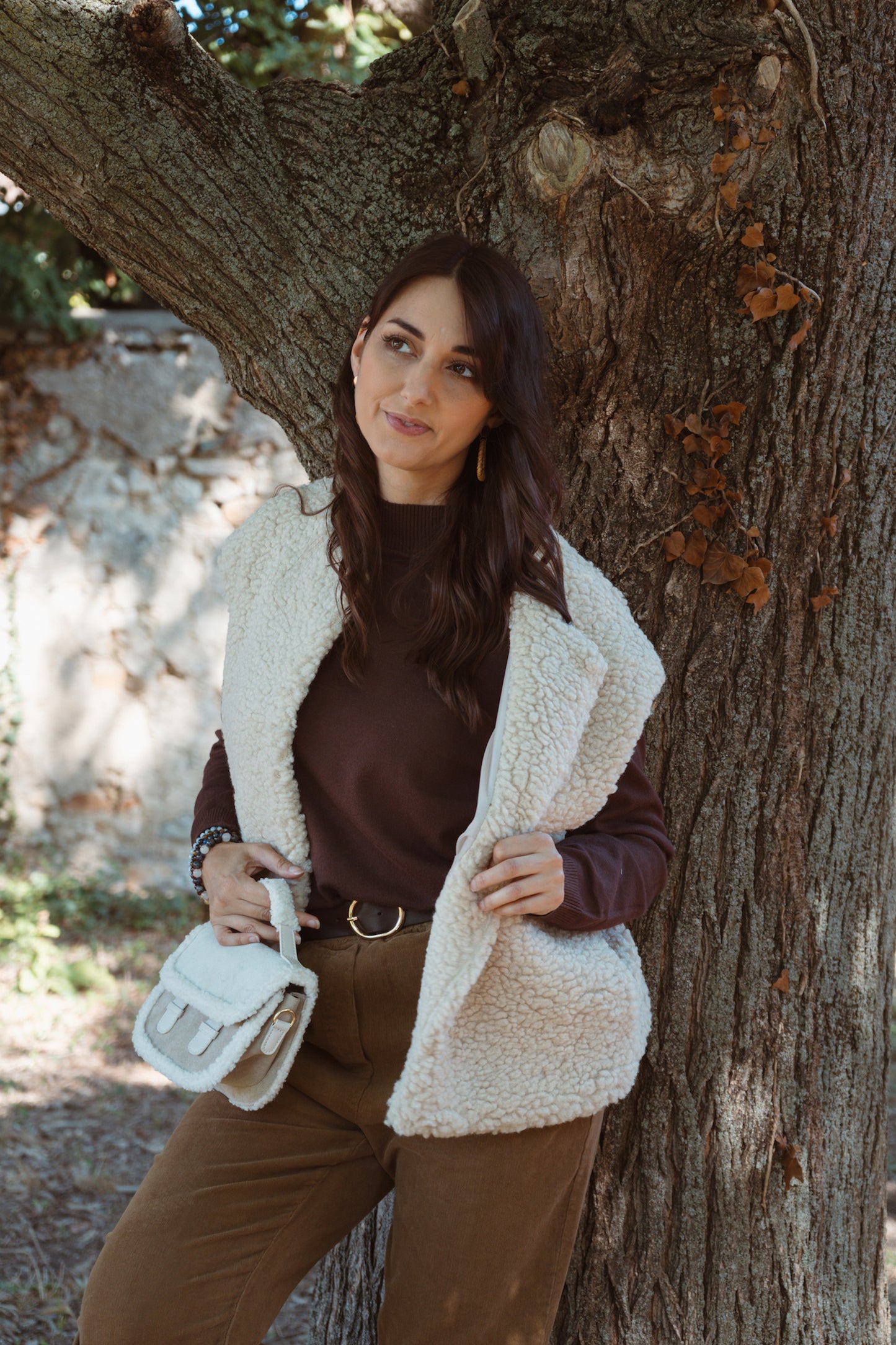 Veste sans manches moumoute - Beige