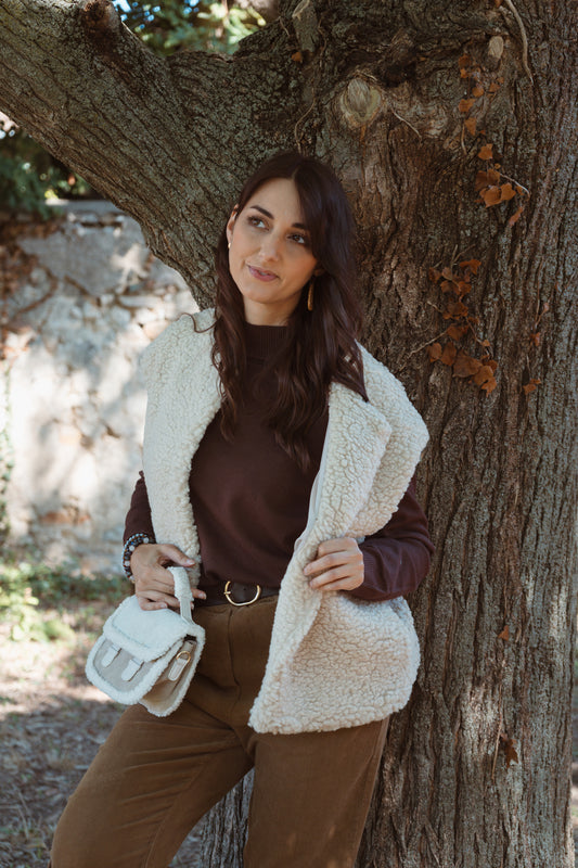 Veste sans manches moumoute - Beige