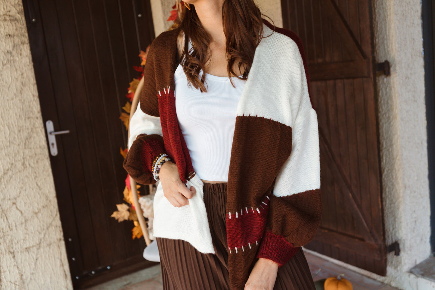 Gilet patchwork automnal en laine