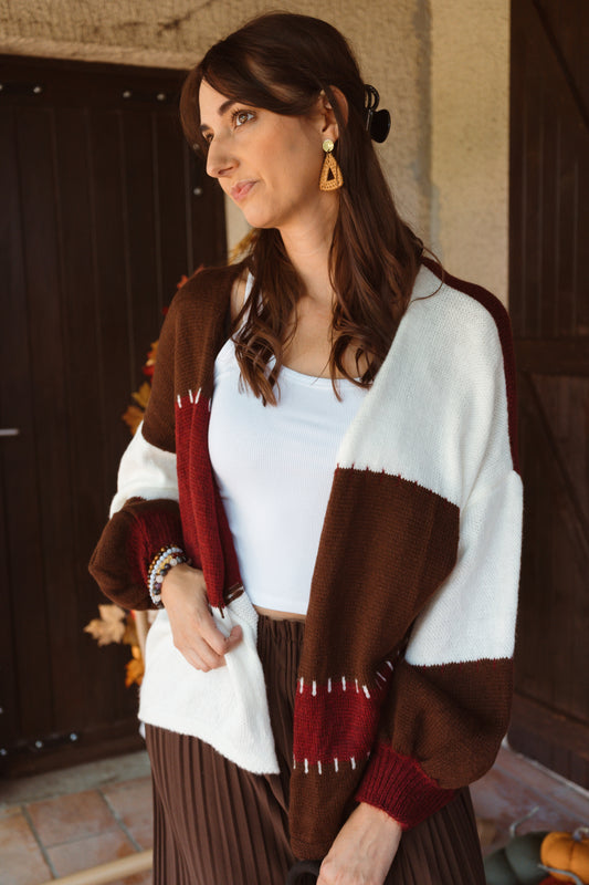 Gilet patchwork automnal en laine