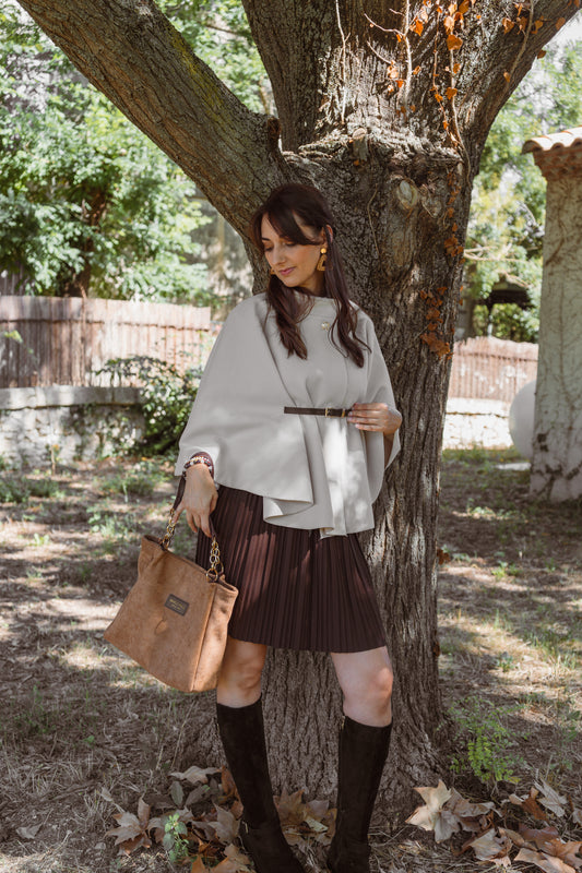 Cape Poncho avec ceinture - Beige