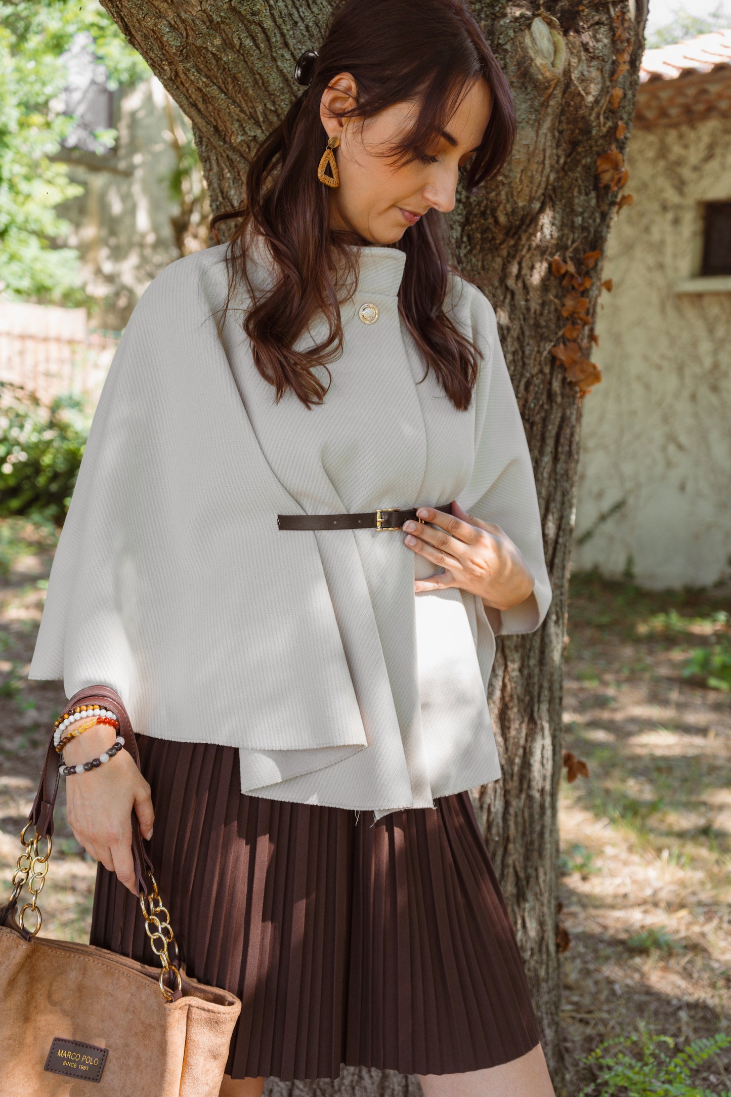 Cape Poncho avec ceinture - Beige