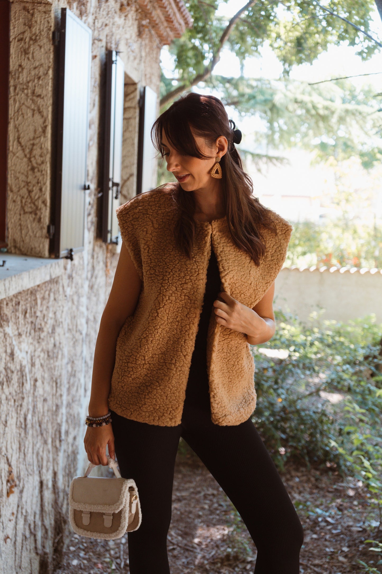 Veste sans manches moumoute - Camel