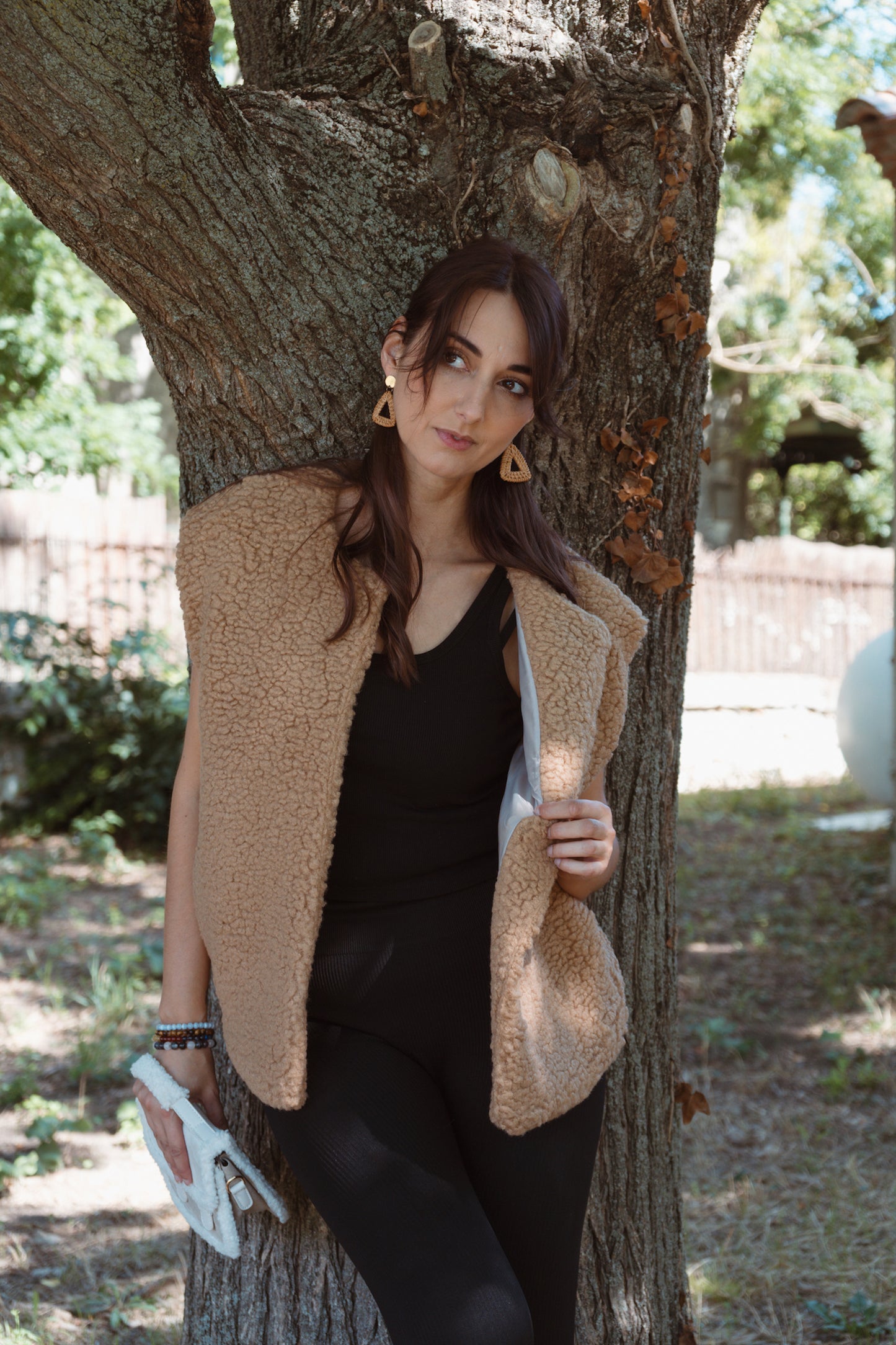 Veste sans manches moumoute - Camel