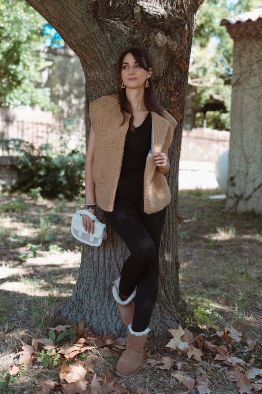 Veste sans manches moumoute - Camel