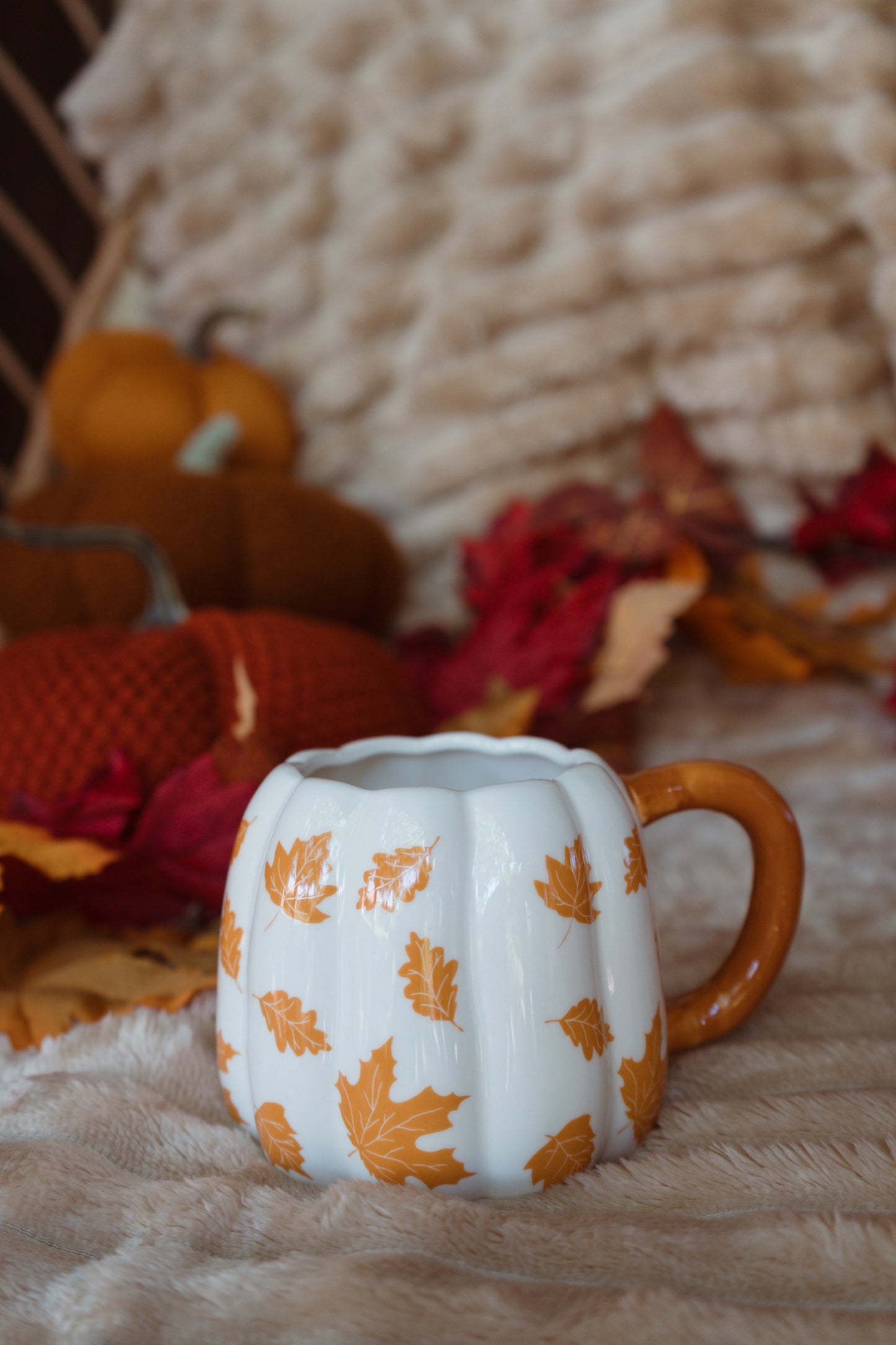 Grand Mug Citrouille - Feuilles d'automne