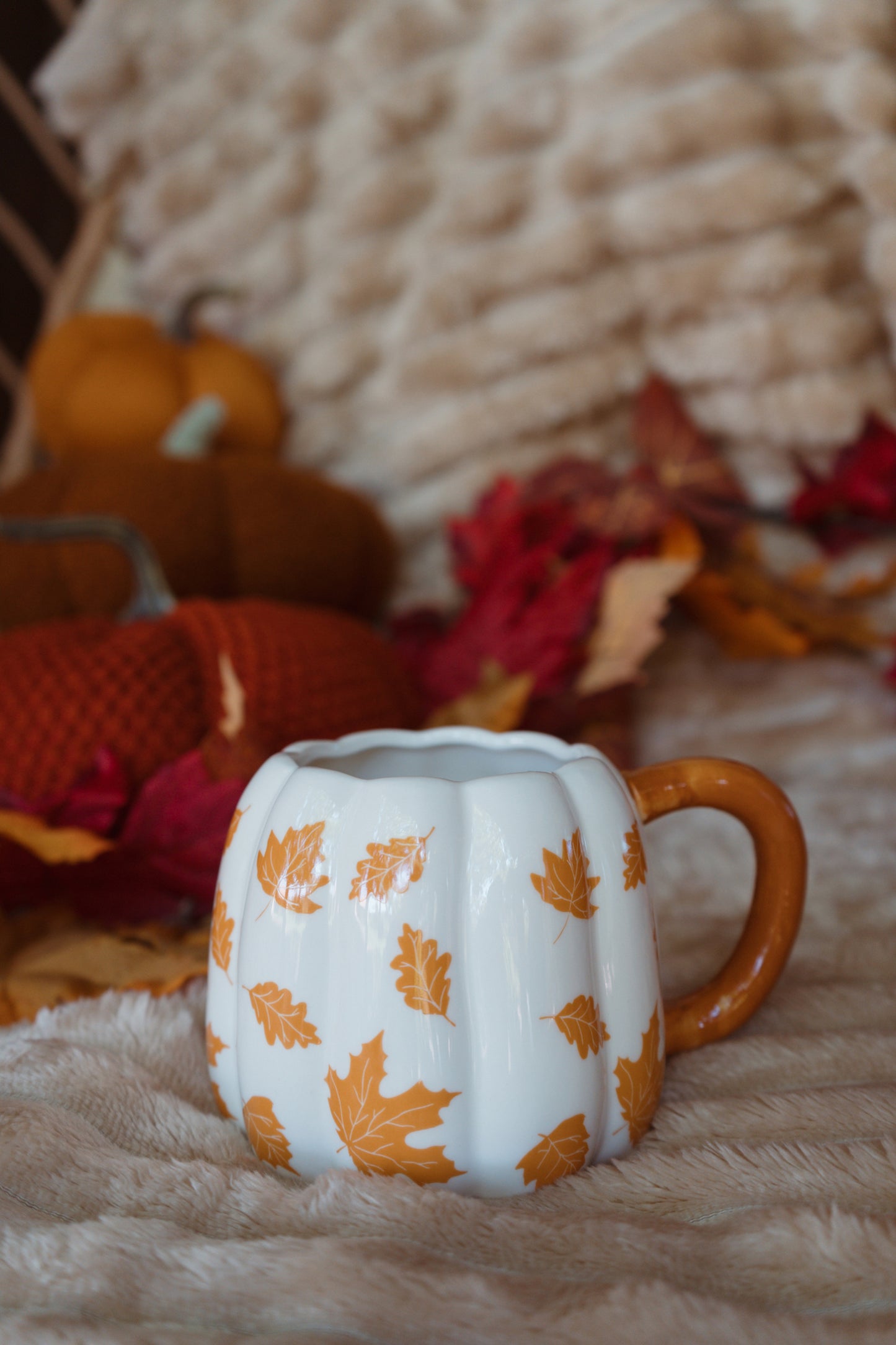 Grand Mug Citrouille - Feuilles d'automne