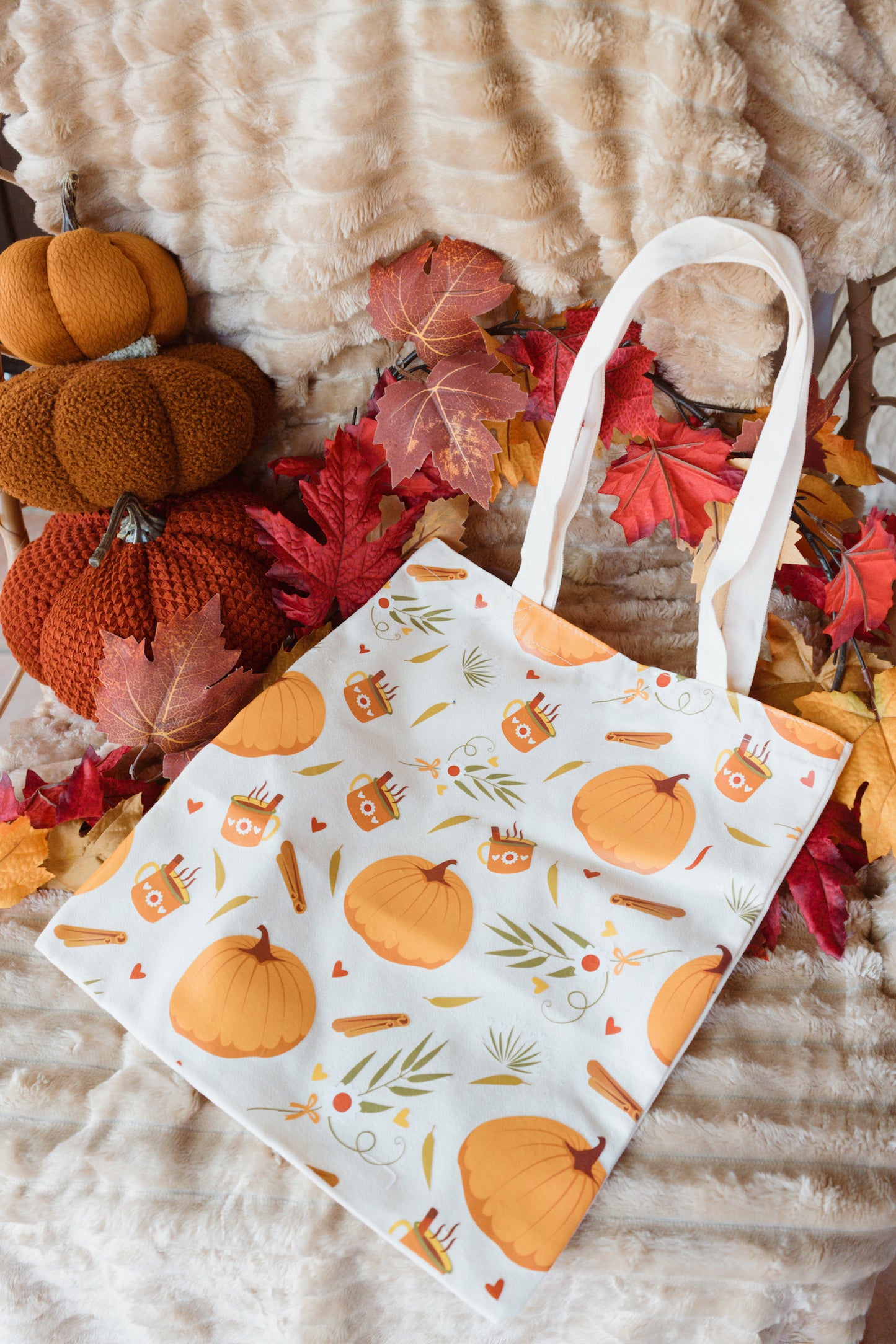 Sac fourre-tout en polycoton imprimé - Thème automne 🎃