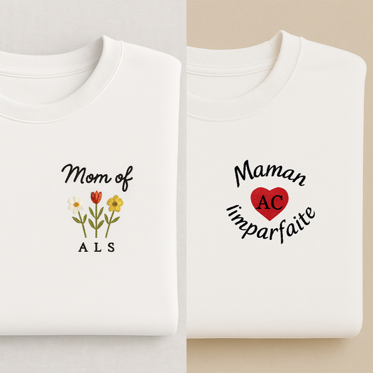 Sweat brodé unisexe personnalisable Fête des mères / Blanc