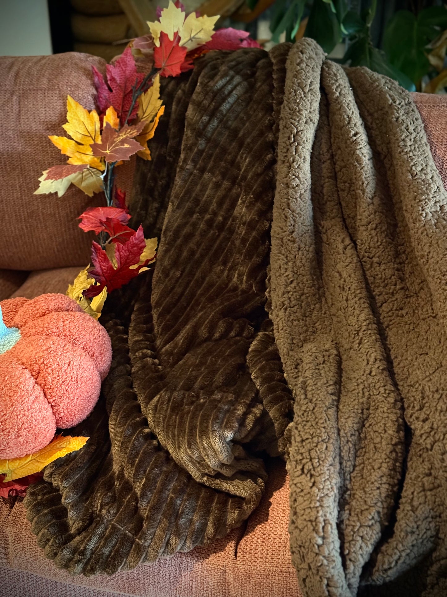 Plaid cannelé moumoute - Chocolat