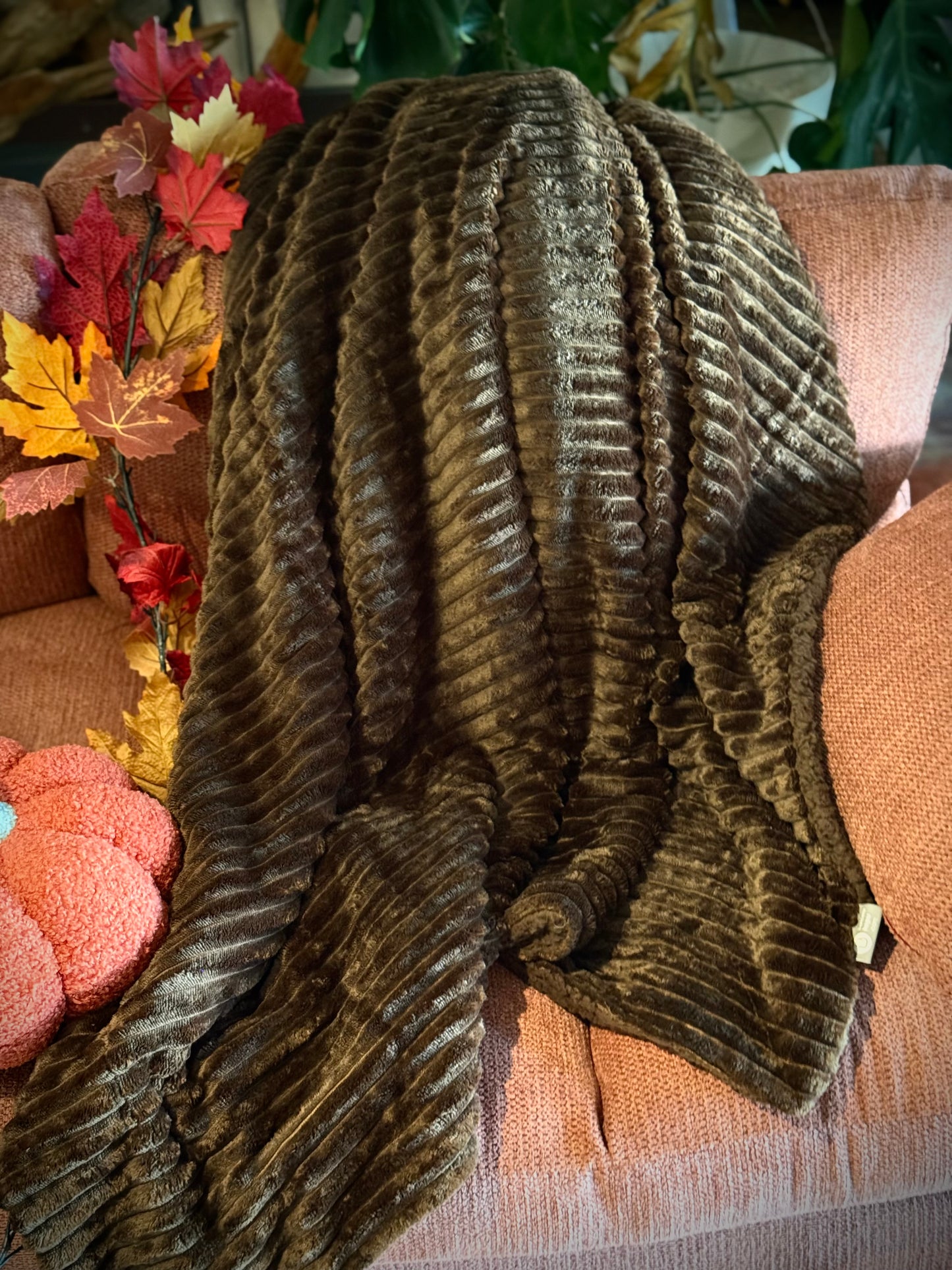 Plaid cannelé moumoute - Chocolat