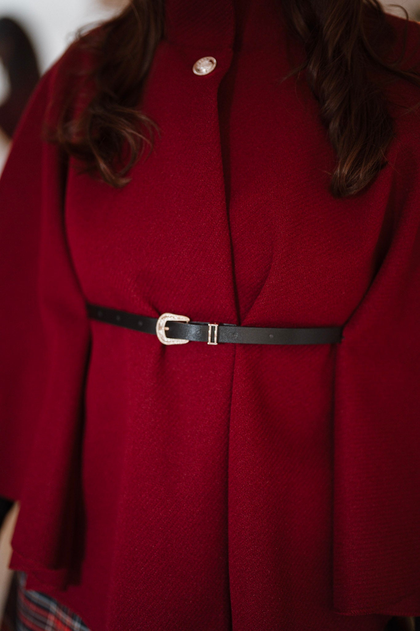 Cape Poncho avec ceinture - Bordeaux