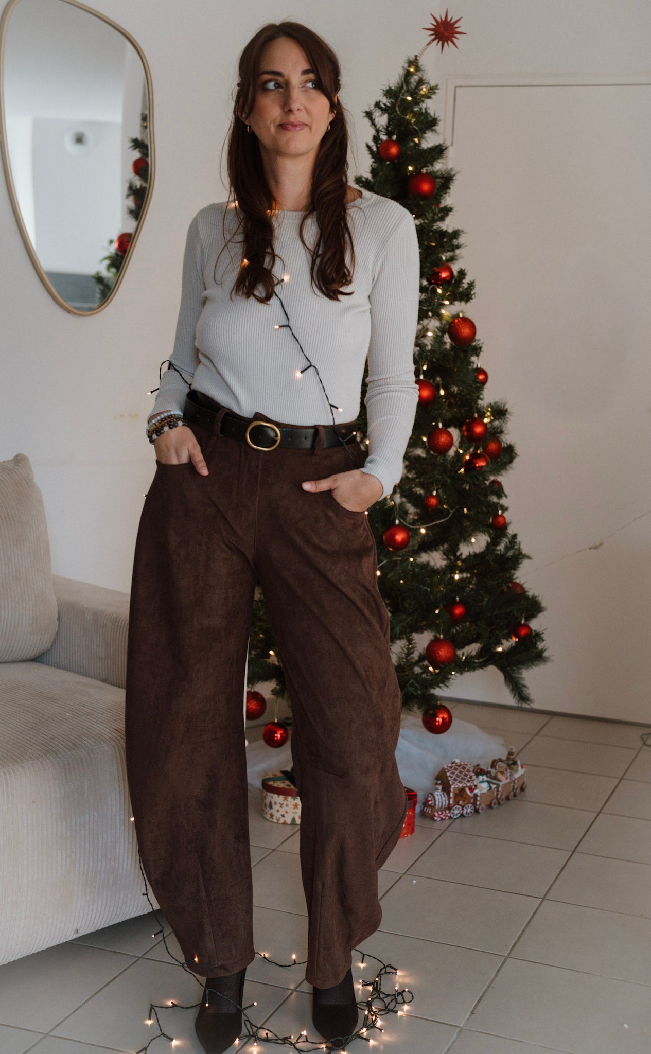Pantalon Balloon Suedine / Chocolat