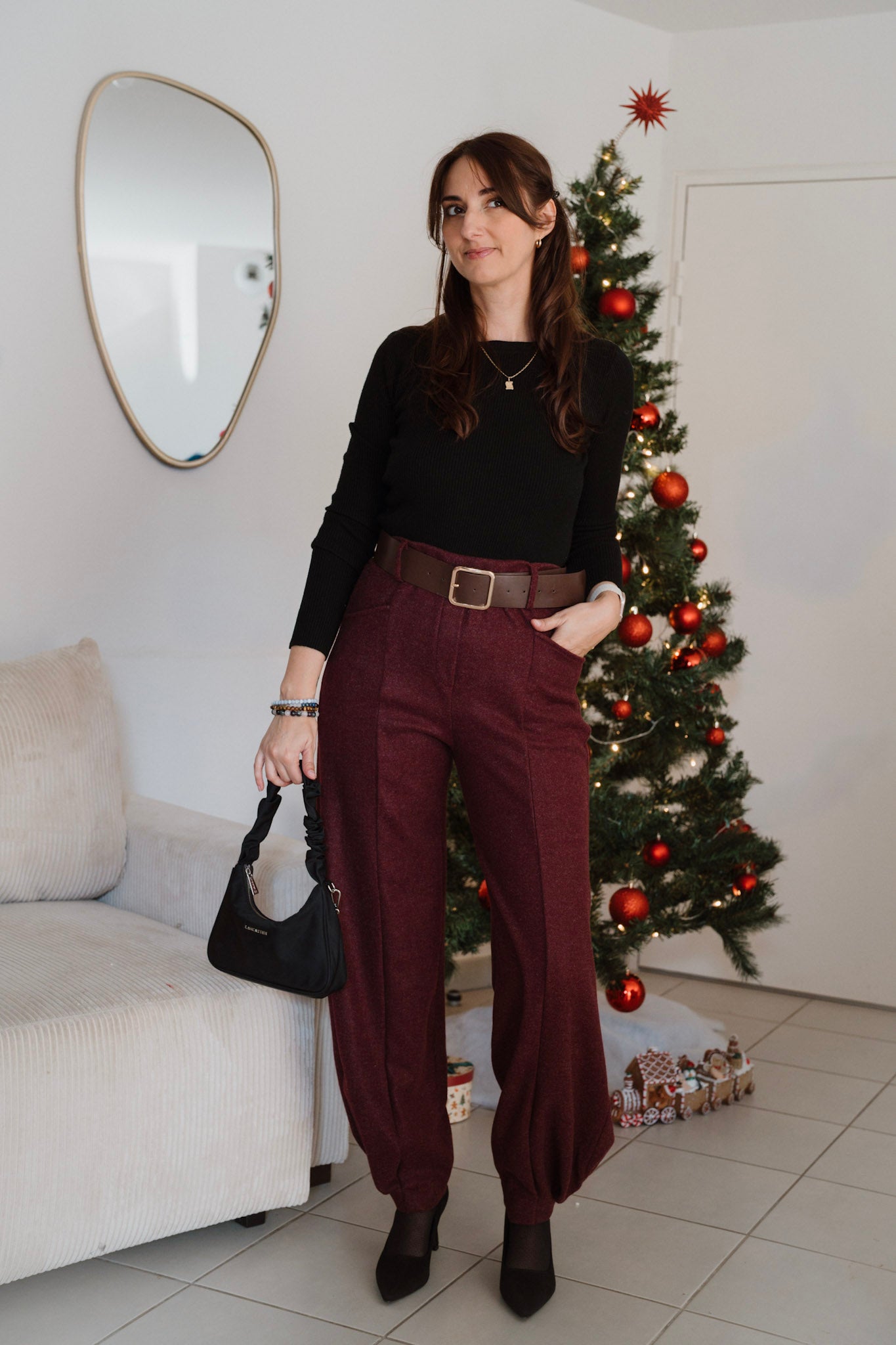 Pantalon Ballon avec Ceinture / Prune