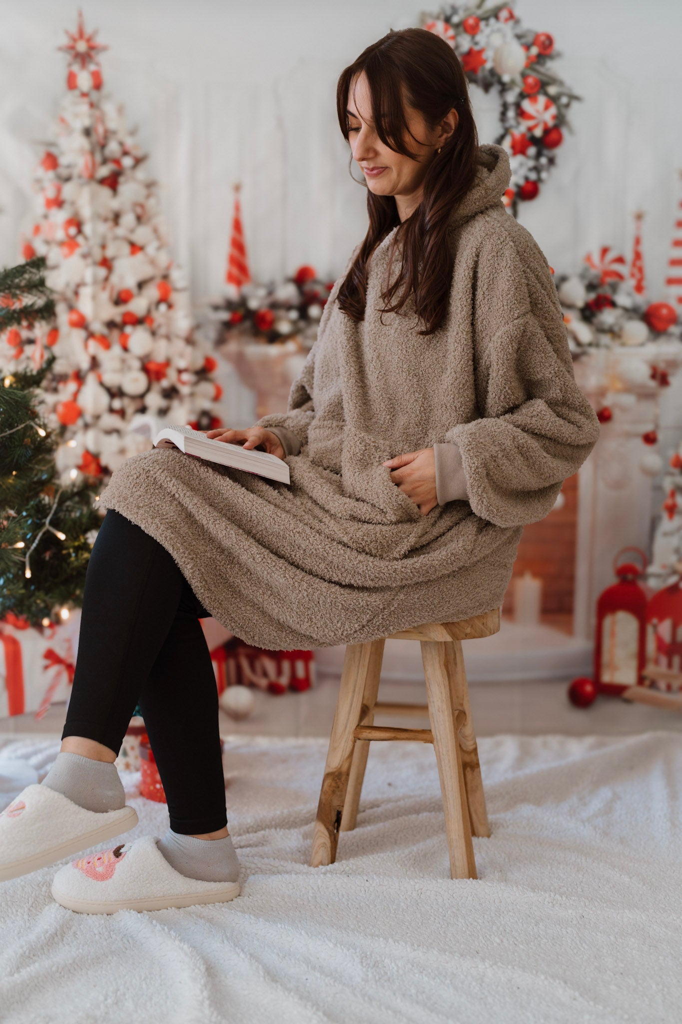 Sweat plaid personnalisable en broderie / Taupe