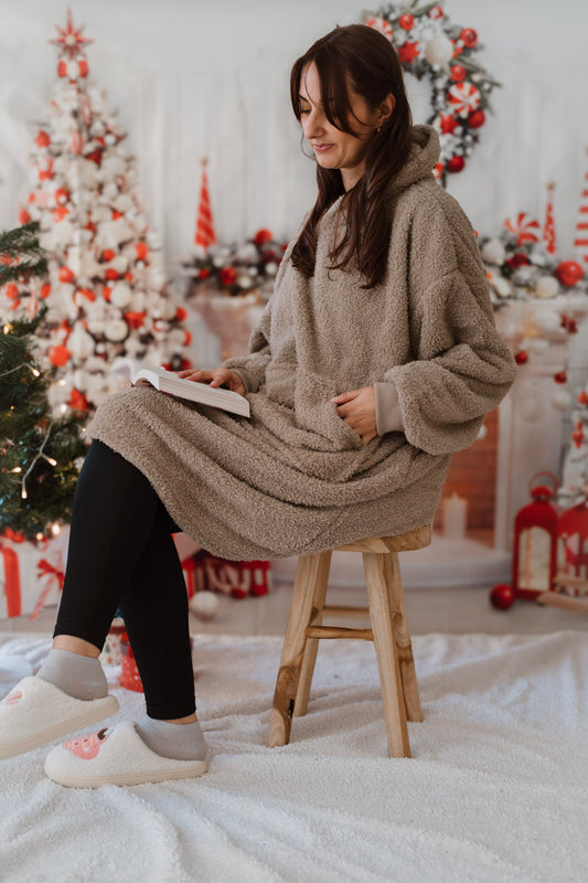 Sweat plaid personnalisable en broderie / Taupe