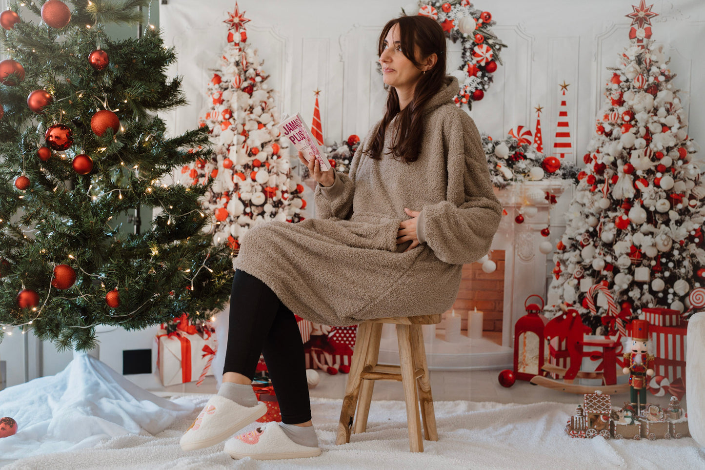 Sweat plaid personnalisable en broderie / Taupe