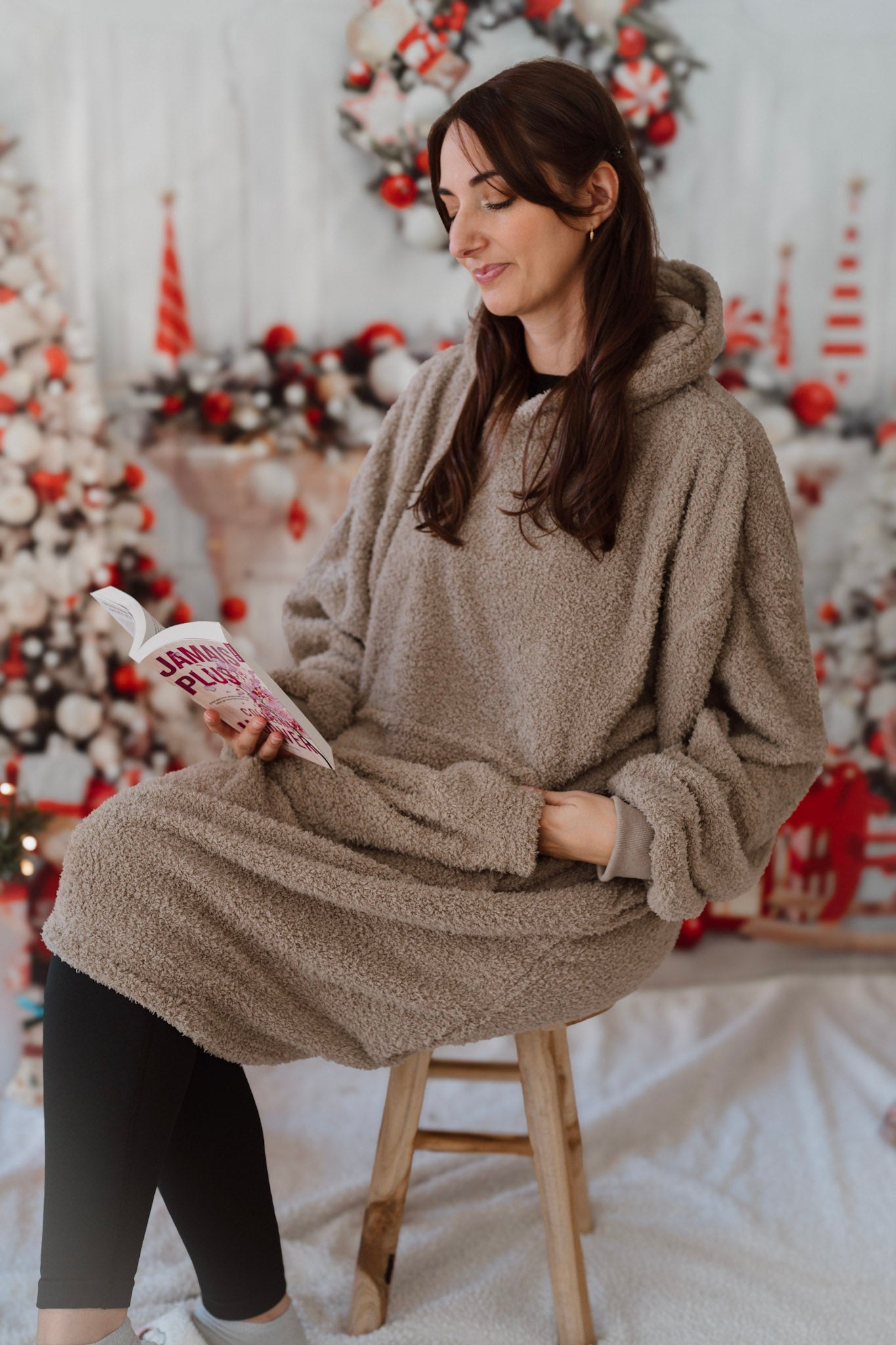 Sweat plaid personnalisable en broderie / Taupe