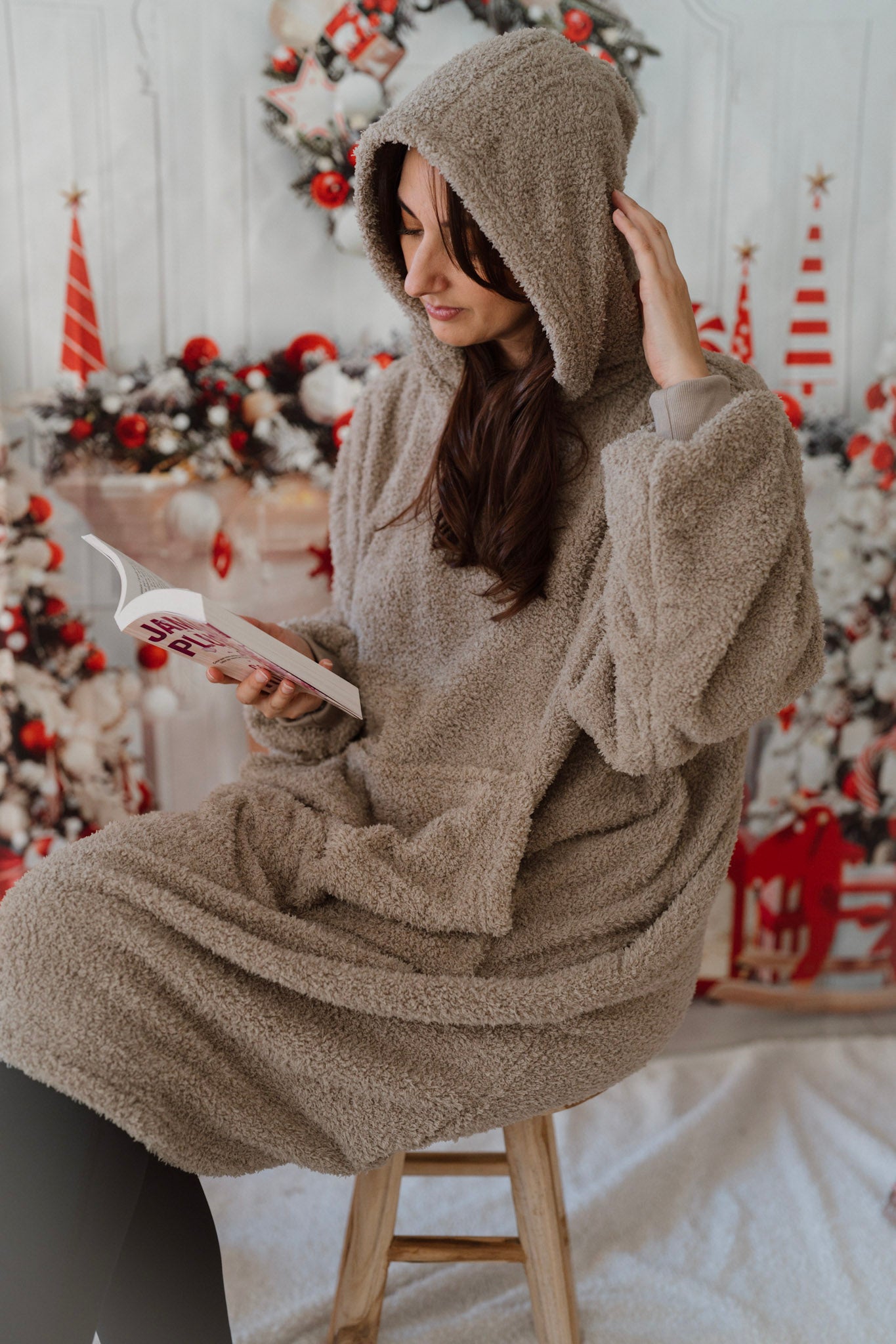 Sweat plaid personnalisable en broderie / Taupe