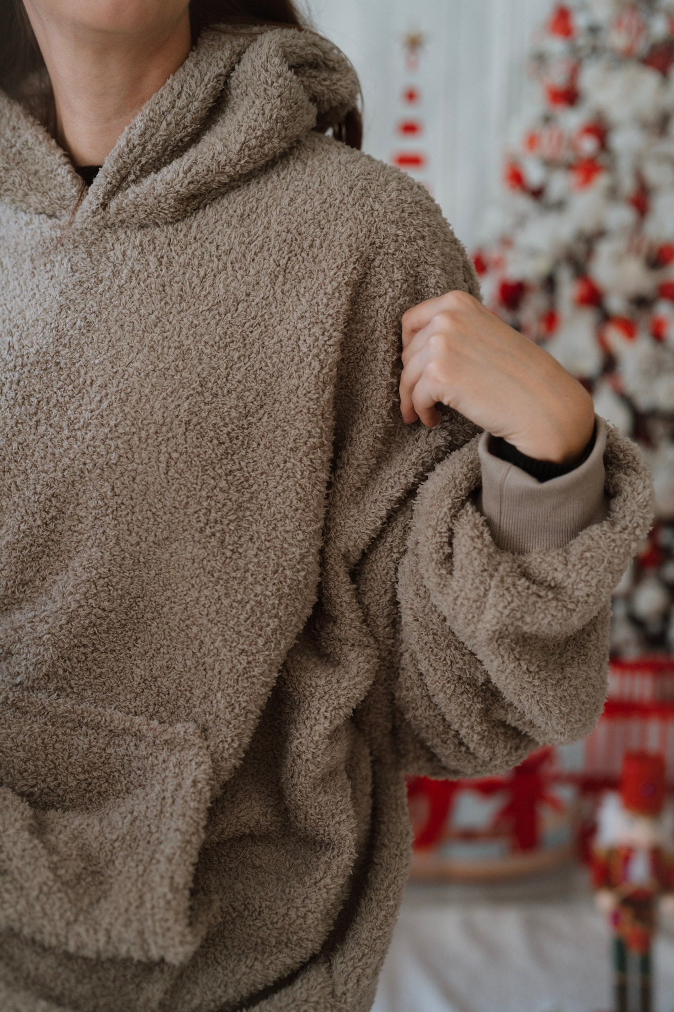 Sweat plaid personnalisable en broderie / Taupe