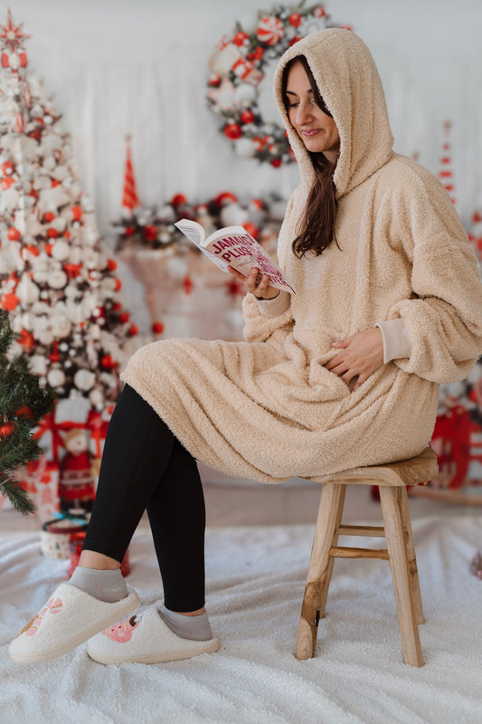 Sweat plaid personnalisable en broderie / Beige