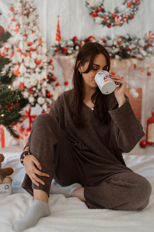 Ensemble Homewear cosy 🍁 - Chocolat (fabriqué en France 🇫🇷)