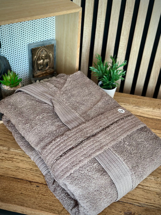 Peignoir adulte à capuche personnalisable (broderie) / Taupe
