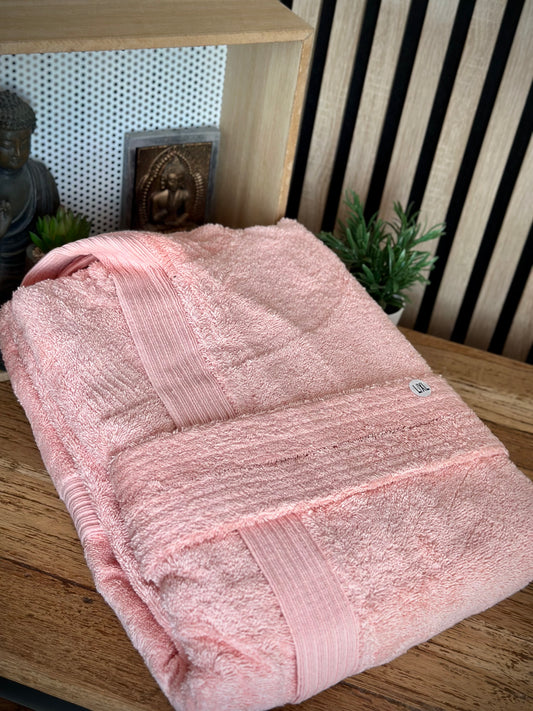 Peignoir adulte à capuche personnalisable (broderie) / Saumon