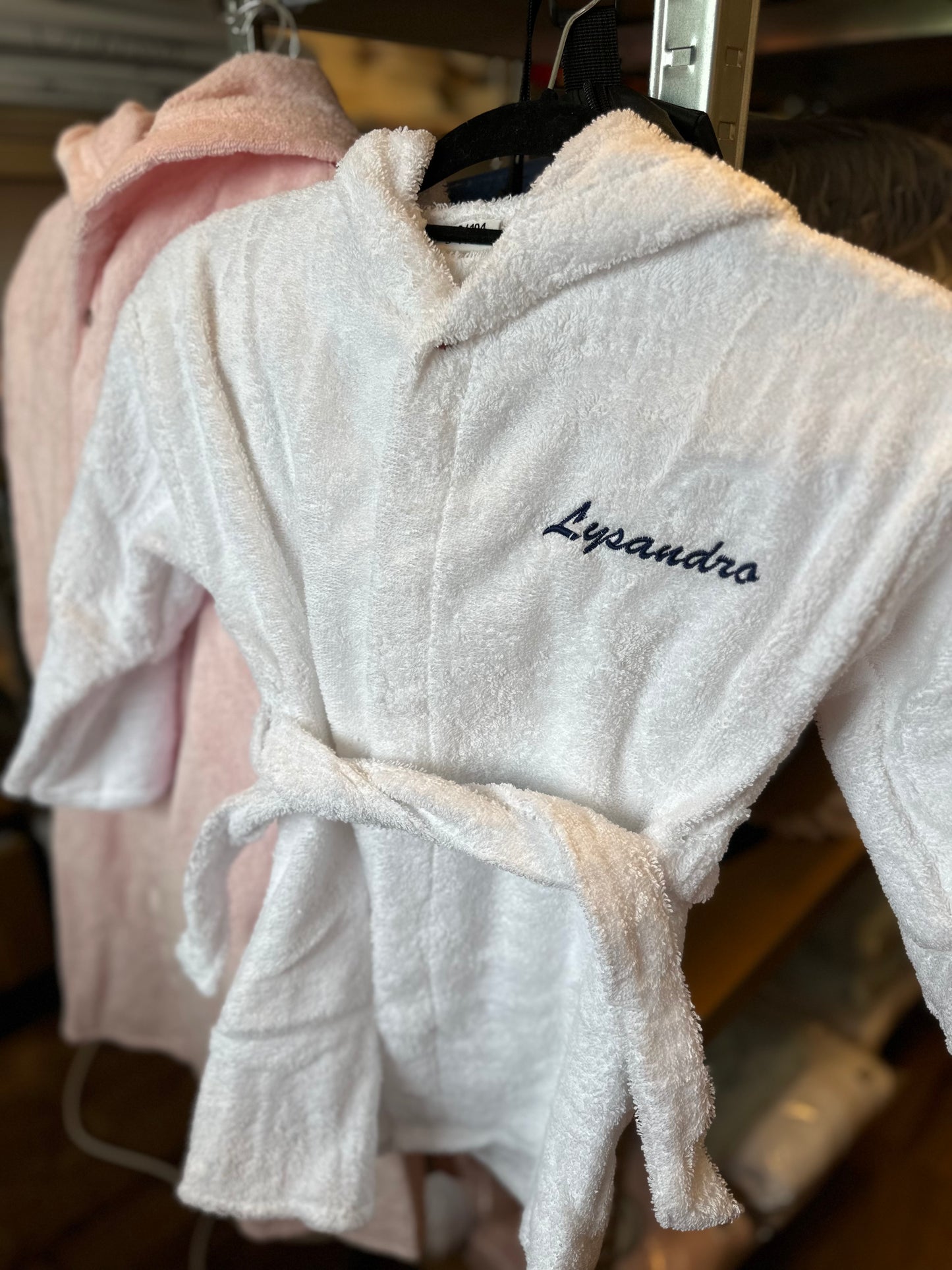 Peignoir de bain bio pour enfant personnalisable (broderie) / Blanc