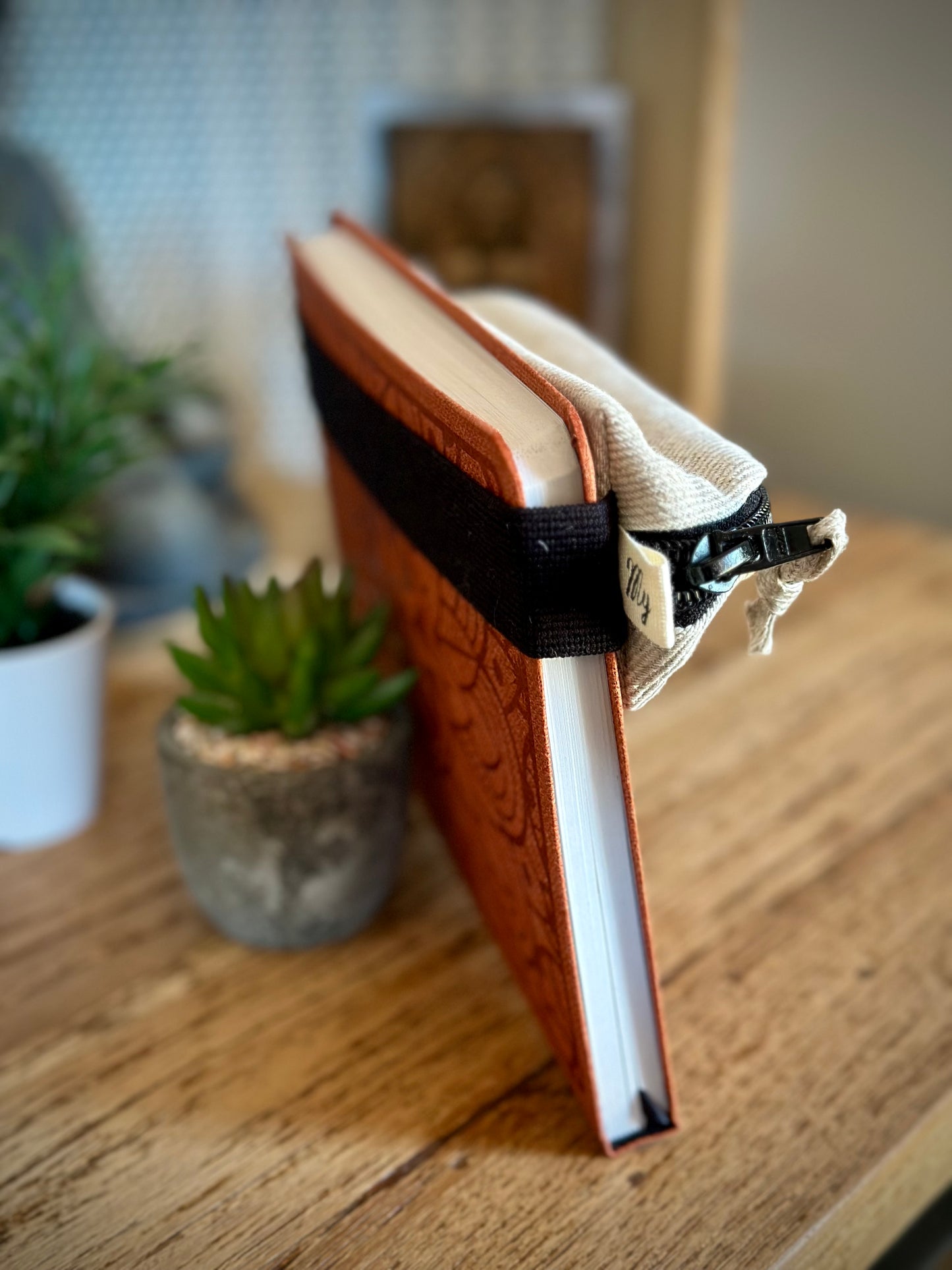 Trousse élastiquée en chanvre et coton - fermeture noire