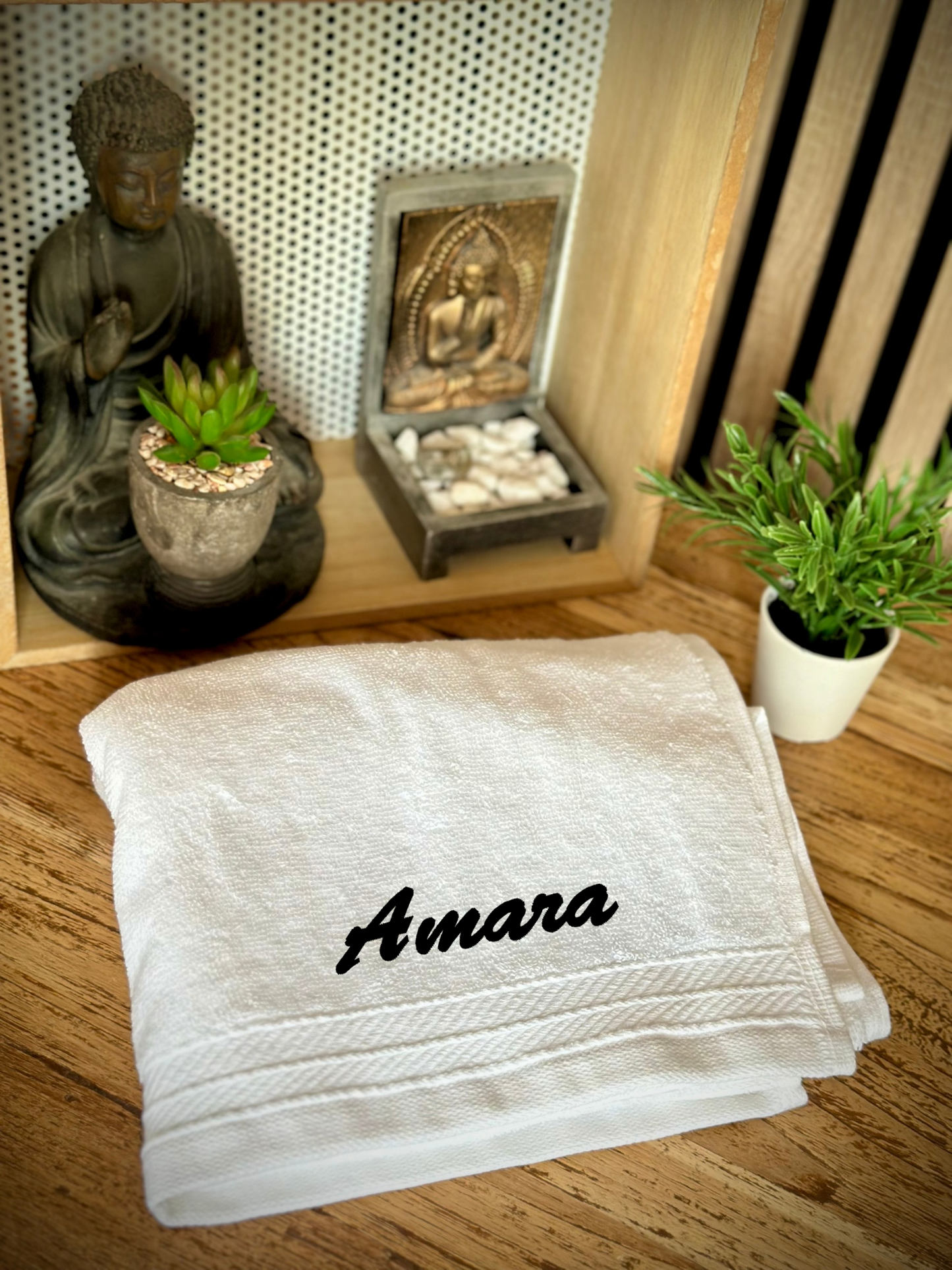 Serviette 50x100 brodée personnalisable / Blanc